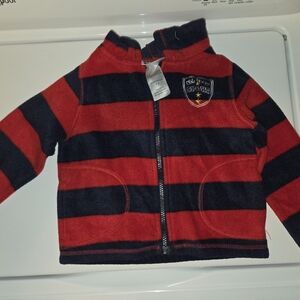 Red and Black Striped Fleece Jacket
